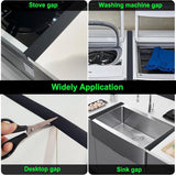 Sealing Strip for Hobs - Silicone Sealing Strip - Gap Filler Strip - Seals gaps between kitchen countertops, appliances, stoves, ovens, washing machines and dryers - Set of 2 (Black)