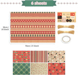 Gift Wrapping Paper - 6 sheets of kraft paper 70x50 cm - Complete set (straw, double-sided tape, stickers) - Gift wrapping paper set for birthdays, weddings and Christmas