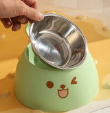 Cat Litter Box - Cat Food Bowl - Non-Slip Design - Pet Food Bowl - Plastic and Stainless Steel Design - Suitable for Cats and Small Dogs - Pink