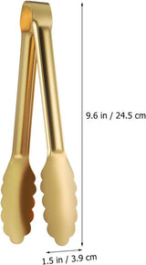 Bread Tongs - 4-Piece Set - Kitchen Tongs for Home Use - Gold Stainless Steel Serving Tongs - Grill Tongs - Steak Tongs - Kitchen Tongs - For Cooking, Salads, Buffets, Appetizers and Desserts
