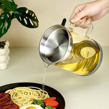 Oil Can - Leak-Proof Oil Container - Oil Filter Can - Oil Container for Household Kitchen Use - Leak-Proof Oil Can with Mesh Filter - Glass Oil Filter Can