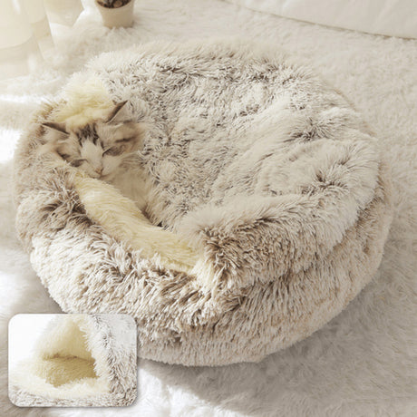 Cat bed - pet tent - kitten bed, dog pet, plush slippers, soft puppy sleeping bag, warm and comfortable, cat bed - gray - 40*40cm