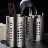 Stainless Steel Kitchen Utensil Holder Round - Spatula Holder for Countertop - 10 x 16.5 cm - Stainless Steel - Silver