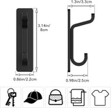 Black Towel Hooks - Set of 4 - Self-Adhesive Wall Hooks - No Drilling Required - For Bathroom & Kitchen