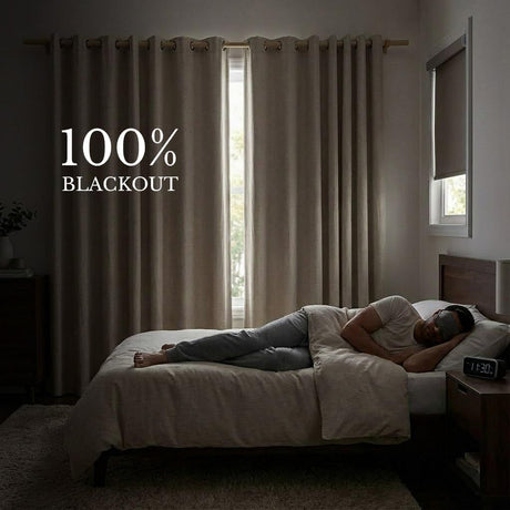 2 Pack Natural 100% Blackout Linen Curtains, Farmhouse Thermal Insulated Drapes for Living Room and Bedroom, Natural, 132 x 213 cm