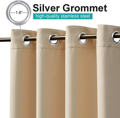 Waterproof Outdoor Patio Curtain, Blackout Gazebo Drape for Pergola, Porch and Privacy Screening, Single Panel, Biscotti Beige, 132 x 241 cm