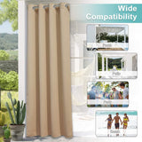 Waterproof Outdoor Patio Curtain, Blackout Gazebo Drape for Pergola, Porch and Privacy Screening, Single Panel, Biscotti Beige, 132 x 241 cm