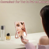 Wave-Shaped Folding Desk Mirror, Portable Pink Tabletop and Travel Mirror with Hanging and Standing Design for Vanity and Bedroom Decor, 17 x 14 cm