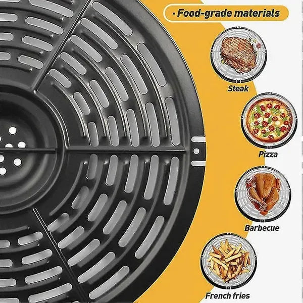 Non-Stick Metal Air Fryer Crisper Plate Replacement for 4.5 L Air Fryers, Grill Pan for Home Cooking, Black, 20 cm