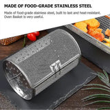 Stainless Steel Air Fryer Rotisserie Basket with 360 Degree Rotation for Fries, Nuts, Meat and Oven Cooking, Silver, 25 cm