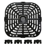 Non-Stick Metal Air Fryer Crisper Plate Replacement with 4 Rubber Pads for Instant Vortex 6 qt Air Fryers, 25 x 24 cm