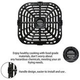 Non-Stick Metal Air Fryer Crisper Plate Replacement with 4 Rubber Pads for Instant Vortex 6 qt Air Fryers, 25 x 24 cm