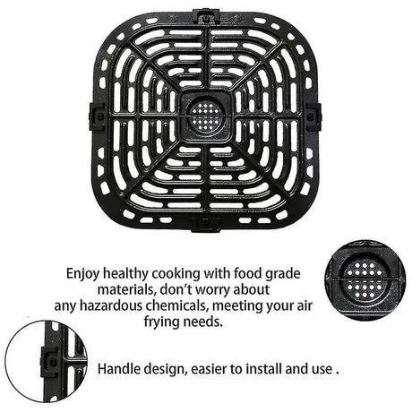 Non-Stick Metal Air Fryer Crisper Plate Replacement with 4 Rubber Pads for Instant Vortex 6 qt Air Fryers, 25 x 24 cm