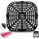 Non-Stick Metal Air Fryer Crisper Plate Replacement with 4 Rubber Pads for Instant Vortex 6 qt Air Fryers, 25 x 24 cm