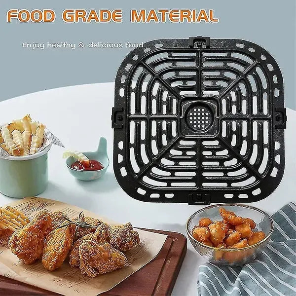 Non-Stick Metal Air Fryer Crisper Plate Replacement with 4 Rubber Pads for Instant Vortex 6 qt Air Fryers, 25 x 24 cm