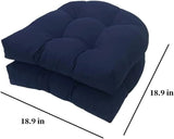 Outdoor Chair Seat Cushions 2 Pack, Waterproof Thickened Tufted U Shaped Patio Chair Cushions for Patio Furniture, Navy Blue 18 x 18 Inch
