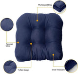 2 Pack Outdoor Chair Seat Cushions, Waterproof Thick Tufted U Shaped Patio Furniture Cushions, 18x18, Navy Blue