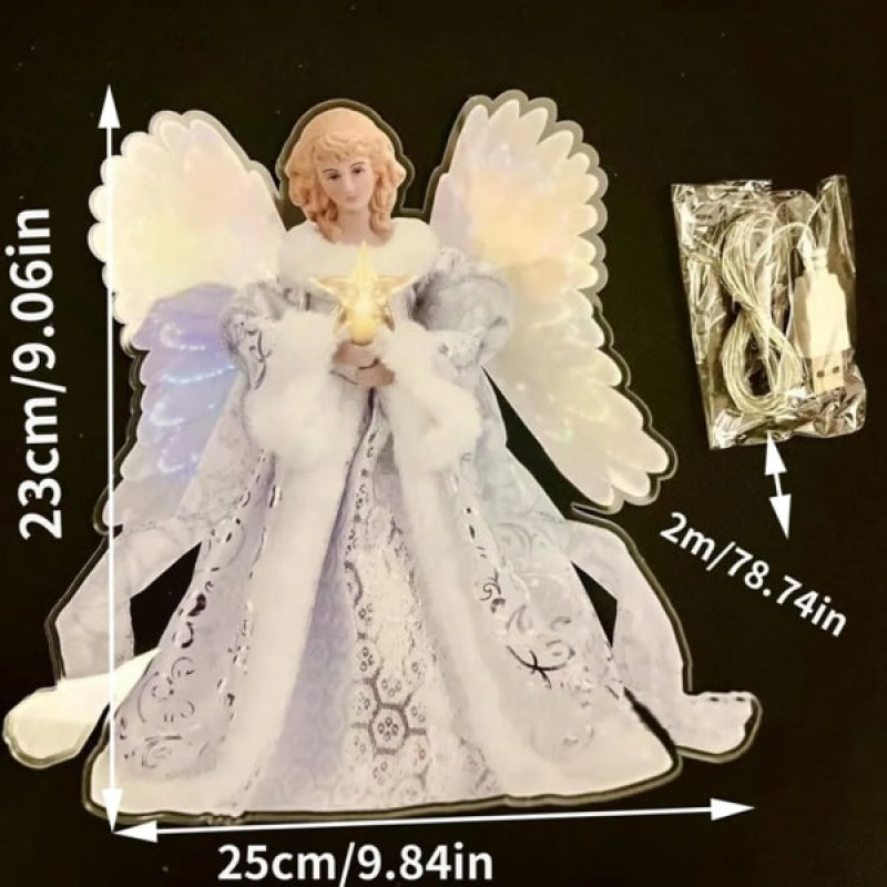 LED Light Up Angel Tree Topper, Lighted Angel Figurine Decoration for Christmas Tree, Mantel, Window and Holiday Display
