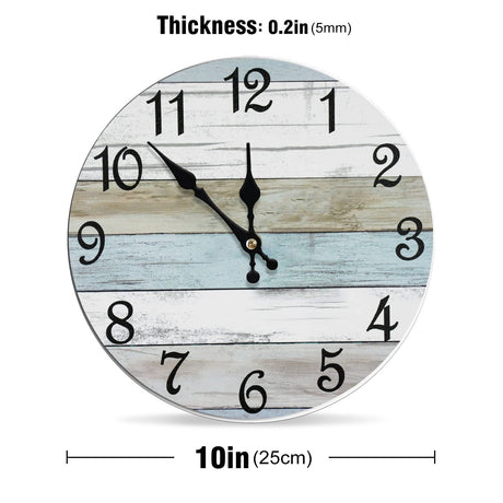 Wall Clock, Gray Silent Wall Clocks Battery Operated Non Ticking, Vintage Rustic Coutry Style Clock Decorative for Kitchen, Bathroom, Living Room, Bedroom(10 In) 1-Blue Rustic Coastal Country