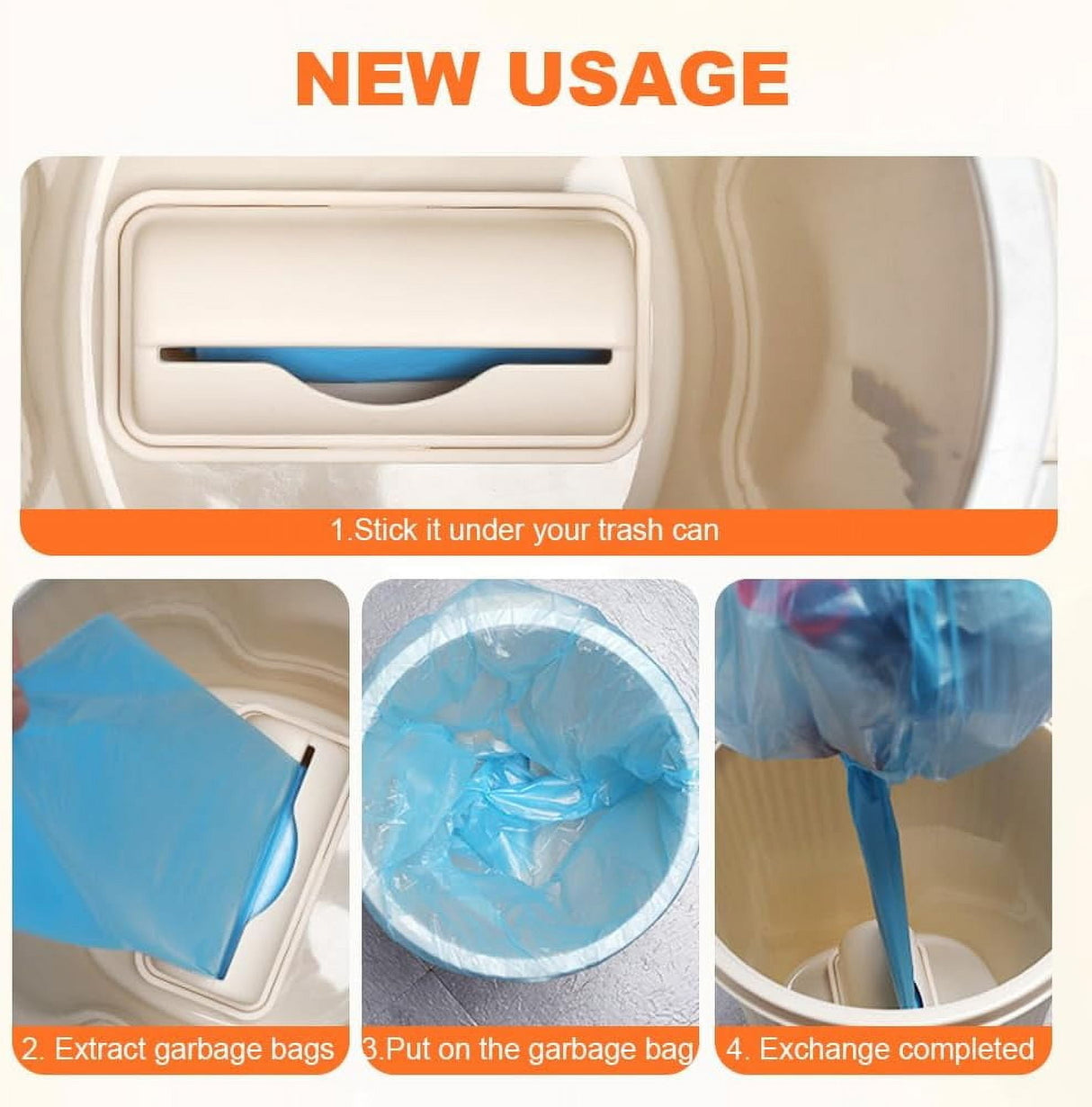 Fineliner Bag Dispenser,New Bin liner Dispenser Trash Bag Holder Dispenser for Plastic Bag Organizer, garbage bag holder for Kitchen Bathroom Laundry Room Organization Storage