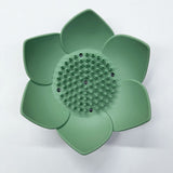Silicone Soap Dishes with Draining - Lotus Shaped Bathroom Bar Soap Holder for Shower - Soap Tray for Kitchen Sink - Floral Shape Soap Saver for Counter Bathtub(1/4 Pack) Green