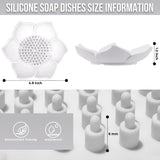 Silicone Soap Dishes with Draining - Lotus Shaped Bathroom Bar Soap Holder for Shower - Soap Tray for Kitchen Sink - Floral Shape Soap Saver for Counter Bathtub(1/4 Pack) Green