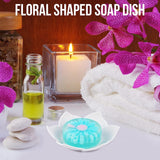 Silicone Soap Dishes with Draining - Lotus Shaped Bathroom Bar Soap Holder for Shower - Soap Tray for Kitchen Sink - Floral Shape Soap Saver for Counter Bathtub(1/4 Pack) Green