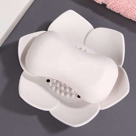 Silicone Soap Dishes with Draining - Lotus Shaped Bathroom Bar Soap Holder for Shower - Soap Tray for Kitchen Sink - Floral Shape Soap Saver for Counter Bathtub(1/4 Pack) Multicolor-5PCS