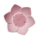 Silicone Soap Dishes with Draining - Lotus Shaped Bathroom Bar Soap Holder for Shower - Soap Tray for Kitchen Sink - Floral Shape Soap Saver for Counter Bathtub(1/4 Pack) Pink