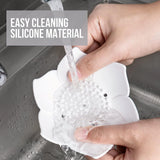 Silicone Soap Dishes with Draining - Lotus Shaped Bathroom Bar Soap Holder for Shower - Soap Tray for Kitchen Sink - Floral Shape Soap Saver for Counter Bathtub(1/4 Pack) White