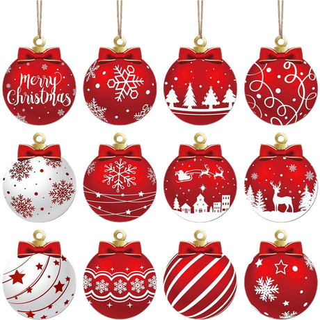 12Pcs Christmas Balls Ornaments, Christmas Shatterproof Ball with Strings - Christmas Decorations for Xmas Tree, Holiday, Wedding, Party, Christmas Gifts multicolor