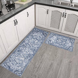 Tyidzon Kitchen Mats for Floor Set of 2 Pcs, Cushioned Non Slip Kitchen Rugs for Kitchen Floor, Absorbent Runner Comfort Standing Mats Washable for Kitchen, Office, Home (15"x47"+15"x23") Orange,Blue