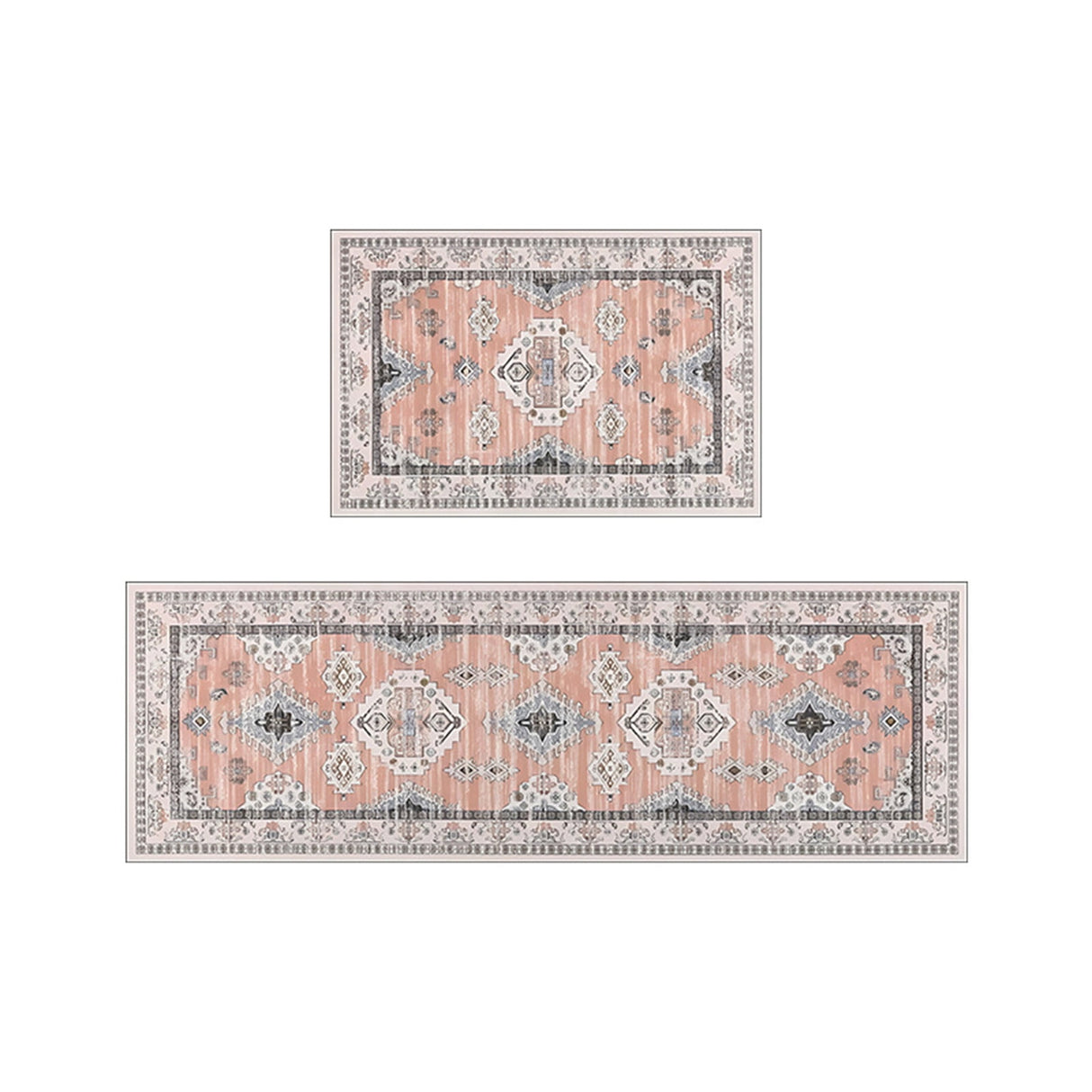 Tyidzon Kitchen Mats for Floor Set of 2 Pcs, Cushioned Non Slip Kitchen Rugs for Kitchen Floor, Absorbent Runner Comfort Standing Mats Washable for Kitchen, Office, Home (15"x47"+15"x23") Orange,Blue#1