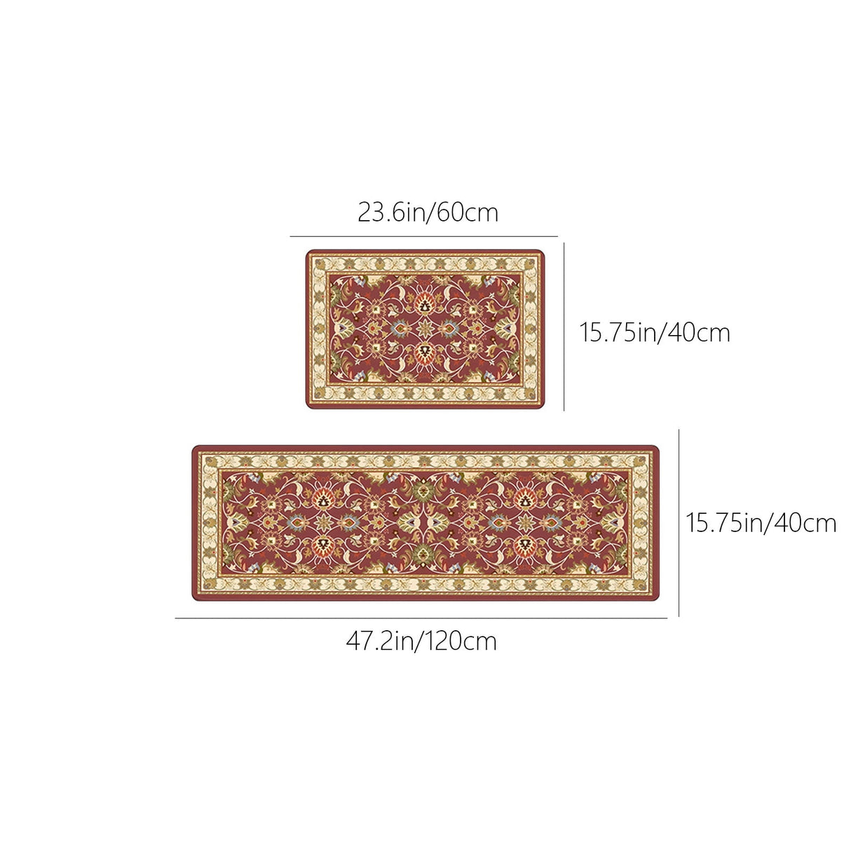 Tyidzon Kitchen Mats for Floor Set of 2 Pcs, Cushioned Non Slip Kitchen Rugs for Kitchen Floor, Absorbent Runner Comfort Standing Mats Washable for Kitchen, Office, Home (15"x47"+15"x23") Orange,Blue#2