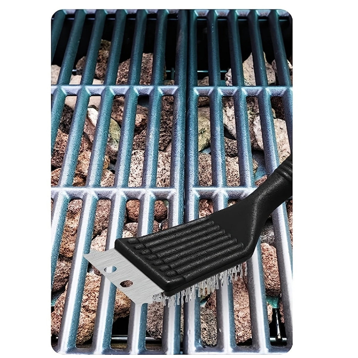 Tyidzon 2Pc Grill Brush and Scraper, 2-In-1 Stainless Steel Scraper, Grill Brush Extra Strong BBQ Cleaner Accessories Heavy Duty Barbecue Grill Cleaning Brush Cleaner 8 Inch Black