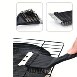 Tyidzon 2Pc Grill Brush and Scraper, 2-In-1 Stainless Steel Scraper, Grill Brush Extra Strong BBQ Cleaner Accessories Heavy Duty Barbecue Grill Cleaning Brush Cleaner 8 Inch Black