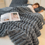 Double Layer Fleece Throw Blanket, Soft Thick Plush Couch and Bed Blanket for Sofa, Home and Winter Comfort, 27.5 x 39.3 in, Dark Gray
