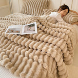 Double Layer Fleece Throw Blanket, Soft Thick Plush Couch and Bed Blanket for Sofa, Home and Winter Comfort, 27.5 x 39.3 in, Khaki