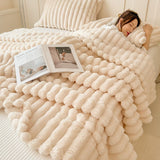 Double Layer Fleece Throw Blanket, Soft Thick Plush Couch and Bed Blanket for Sofa, Home and Winter Comfort, 27.5 x 39.3 in, White