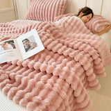 Double Layer Fleece Throw Blanket, Soft Thick Plush Couch and Bed Blanket for Sofa, Home and Winter Comfort, 27.5 x 39.3 in, Pink