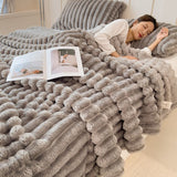 Double Layer Fleece Throw Blanket, Soft Thick Plush Couch and Bed Blanket for Sofa, Home and Winter Comfort, 27.5 x 39.3 in, Gray