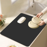 Clearance Under $1 Boovnll Dish Drying Mat, 12x16" High Absorbent & Soft Dish Drainer, Diatomite Drying Matt Kitchen Counter for Kitchen Countertops, Sinks, Draining Racks, Drying Mat Black