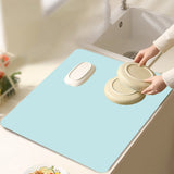 Clearance Under $1 Boovnll Dish Drying Mat, 12x16" High Absorbent & Soft Dish Drainer, Diatomite Drying Matt Kitchen Counter for Kitchen Countertops, Sinks, Draining Racks, Drying Mat Blue