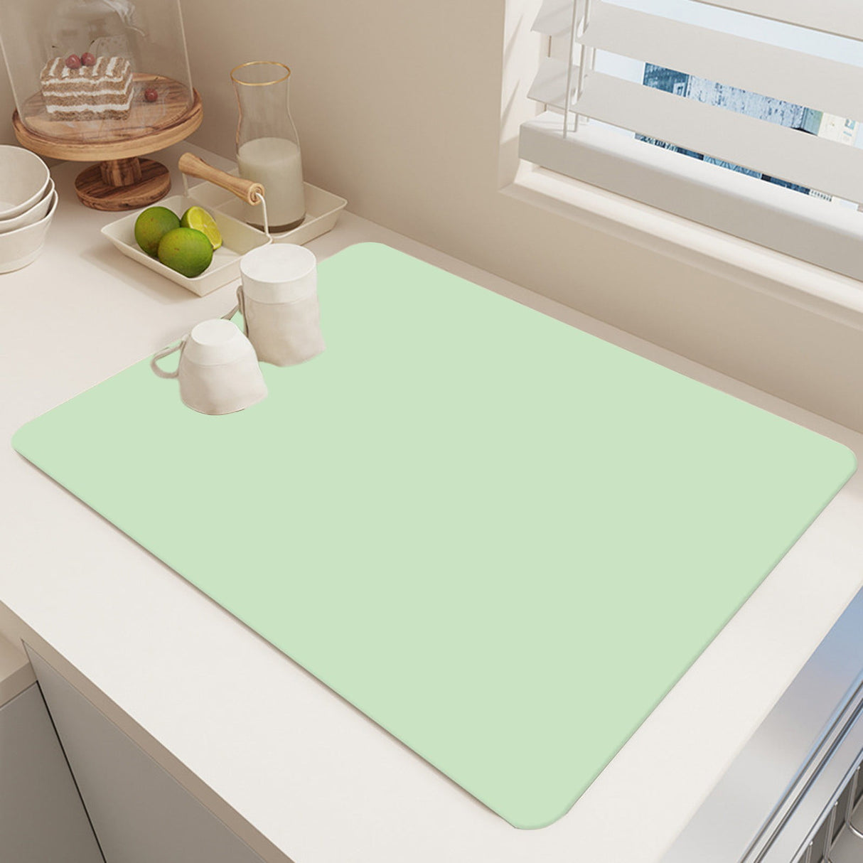 Clearance Under $1 Boovnll Dish Drying Mat, 12x16" High Absorbent & Soft Dish Drainer, Diatomite Drying Matt Kitchen Counter for Kitchen Countertops, Sinks, Draining Racks, Drying Mat Green