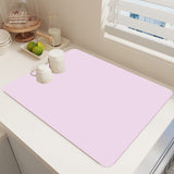 Clearance Under $1 Boovnll Dish Drying Mat, 12x16" High Absorbent & Soft Dish Drainer, Diatomite Drying Matt Kitchen Counter for Kitchen Countertops, Sinks, Draining Racks, Drying Mat Pink