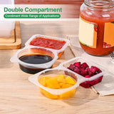 PALIFEUR 5 PCS Snack Containers Disposable Double Compartment Plastic Container, Reusable Snack Containers with Lids Travel Mini Snack Pack Containers for Condiments, Candy, Dip 10pc