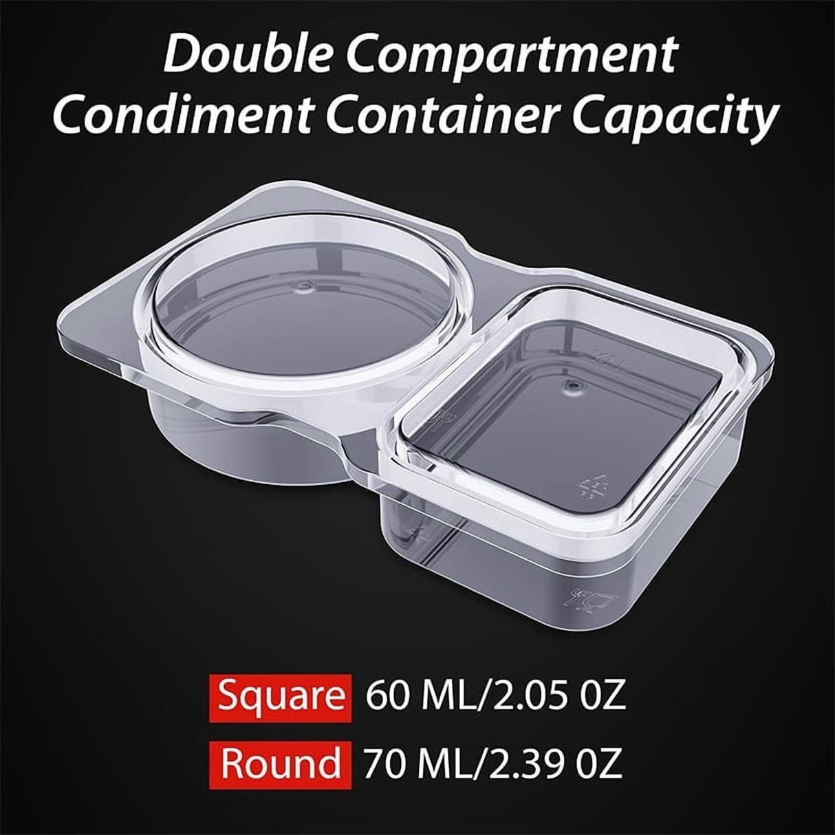 PALIFEUR 5 PCS Snack Containers Disposable Double Compartment Plastic Container, Reusable Snack Containers with Lids Travel Mini Snack Pack Containers for Condiments, Candy, Dip 10pc