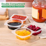 PALIFEUR 5 PCS Snack Containers Disposable Double Compartment Plastic Container, Reusable Snack Containers with Lids Travel Mini Snack Pack Containers for Condiments, Candy, Dip 20pc