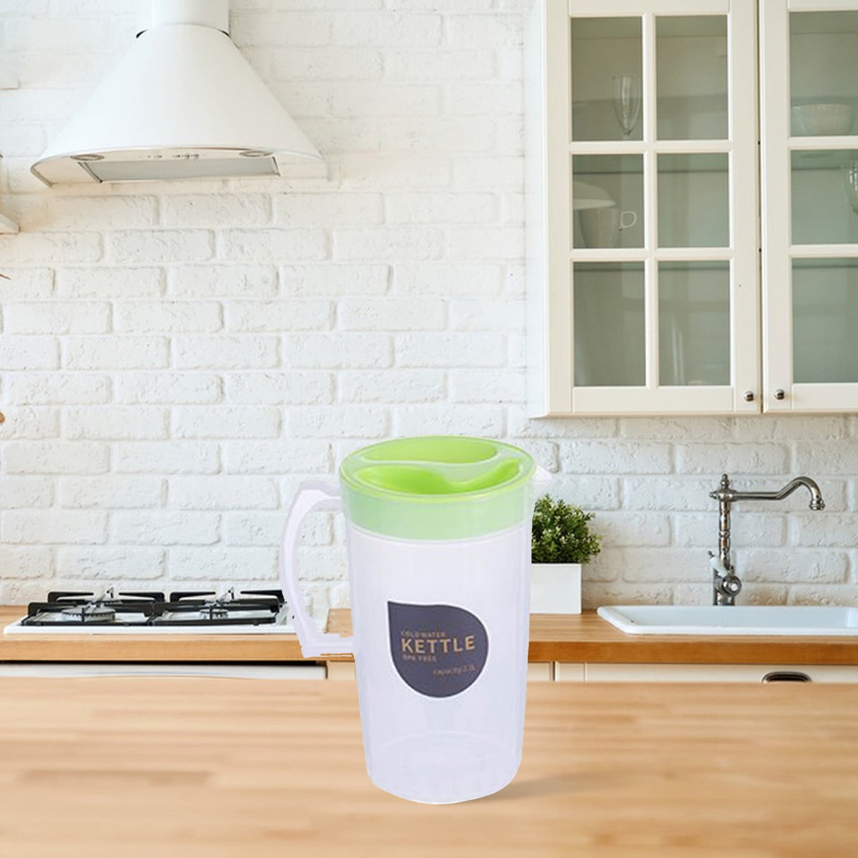 PALIFEUR Water Pitcher with Lid, 2.2 L Plastic Pitcher for Tea & Juice Water, Hot/Cold Water Jug, Tea Pitcher, Juice Pitcher for Kitchen Living Room, 8.74" x 5.52 Green