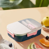 Xuniizn Bento Box Adult Lunch Box, Containers for Adults Men Women, Lunchable Food Container with Utensils, Sauce Jar, Muffin Liners, Microwave & Dishwasher Safe Blue#3